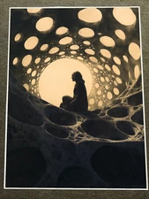 Mystical Figure Inside a Cosmic Bubble Tunnel - Poster 18x24in