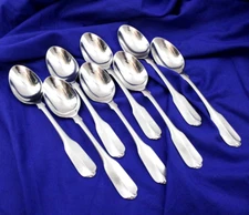 SET: 8 OVAL SOUP SPOONS SATIN GLORIA Stainless Wm A Rogers ONEIDA LTD. Flatware