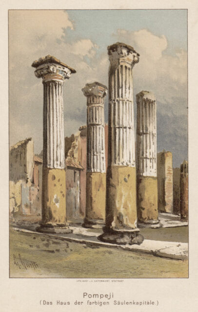Pompeii Campania Original Color Lithography Gatternicht 1888