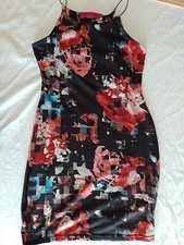Ladies Dress Boohoo Size12 Sleeveless Black Red 19580
