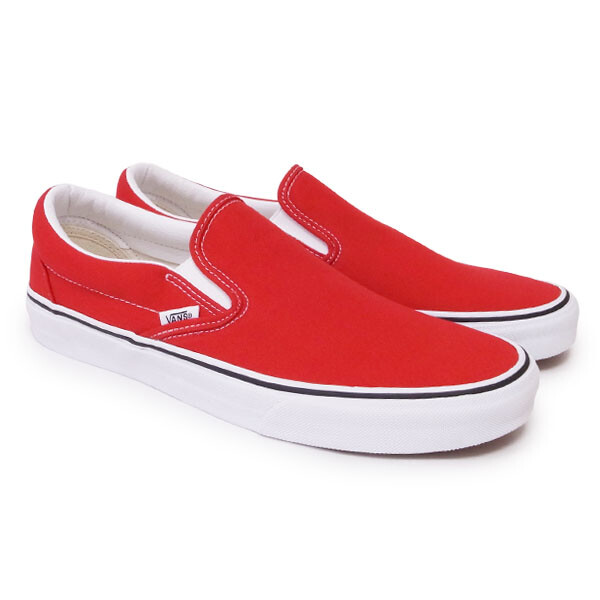 red and white slip on vans
