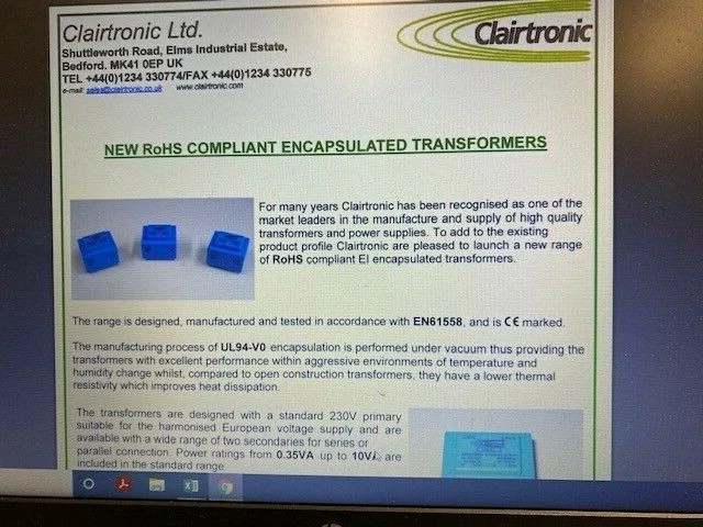 2 x 14043 Clairtronic 1,5 VA, 2 x 15 V 2 Ausgang PCB isolierende Transformatoren - Bild 2 von 4