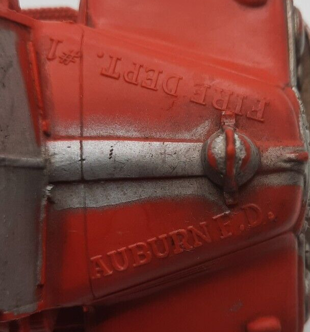 Auburn Rubber Fire Truck , Fireman Figure & Green Rescue Truck Vintage 1950's