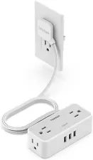 Surge Protector Power Strip with Ultra Thin Flat Plug 4 Outlet 3 Prongs 3 USB