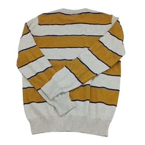 Cat & Jack Sweater Yellow Striped Crew Neck Winter Fall Youth Boys Size Large - Picture 4 of 5