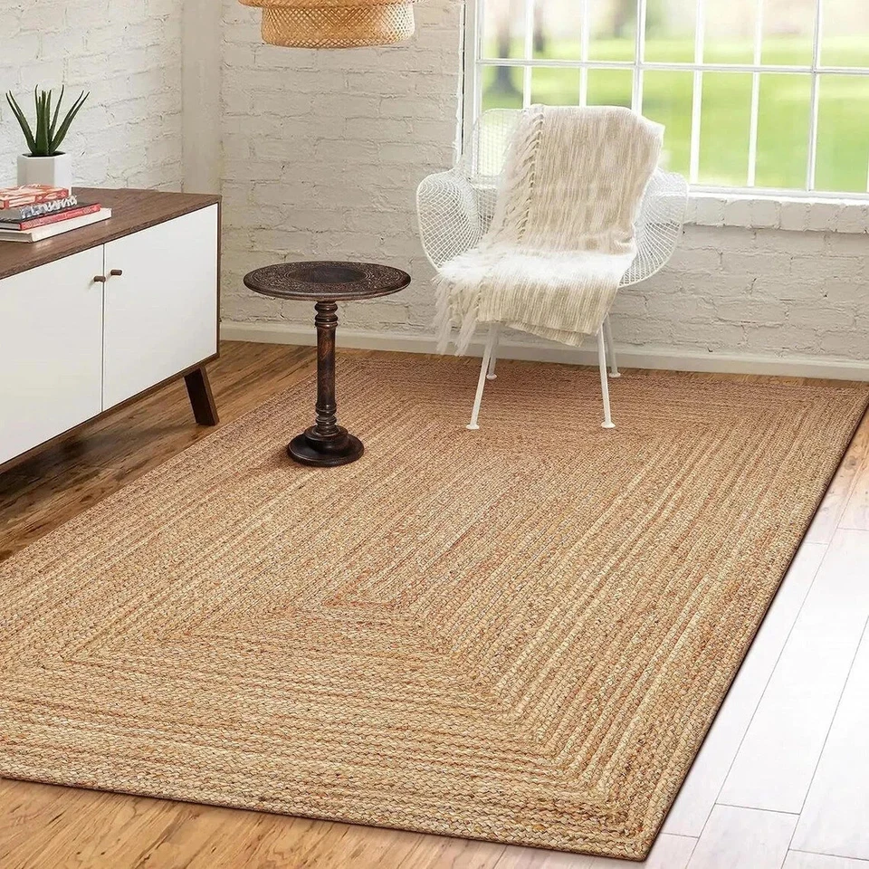 natural jute rug border with the combination of hemp, jute and sisal for home de - Image 4 of 4