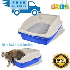 Large Sifting Cat Litter Box Pan Self Clean Slotted Kitty Tray Extra Hooded New