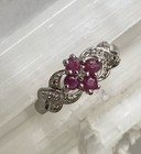 Ruby and Genuine Diamonds in Sterling Silver Setting Size 6.75 Ring 2.7g — photo 2