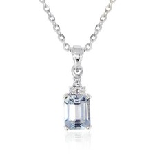 1.64cts Aquamarine Pendant Jewellery Diamond 18K Gold Wedding Birthday Present
