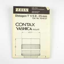 Zeiss Contax/Yashica Sonnar T f/2.8 125mm Lens Manual - Instruction Sheet