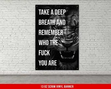Motivational Lion Banner - Inspirational Wall Art for Home Gym and Office Decor