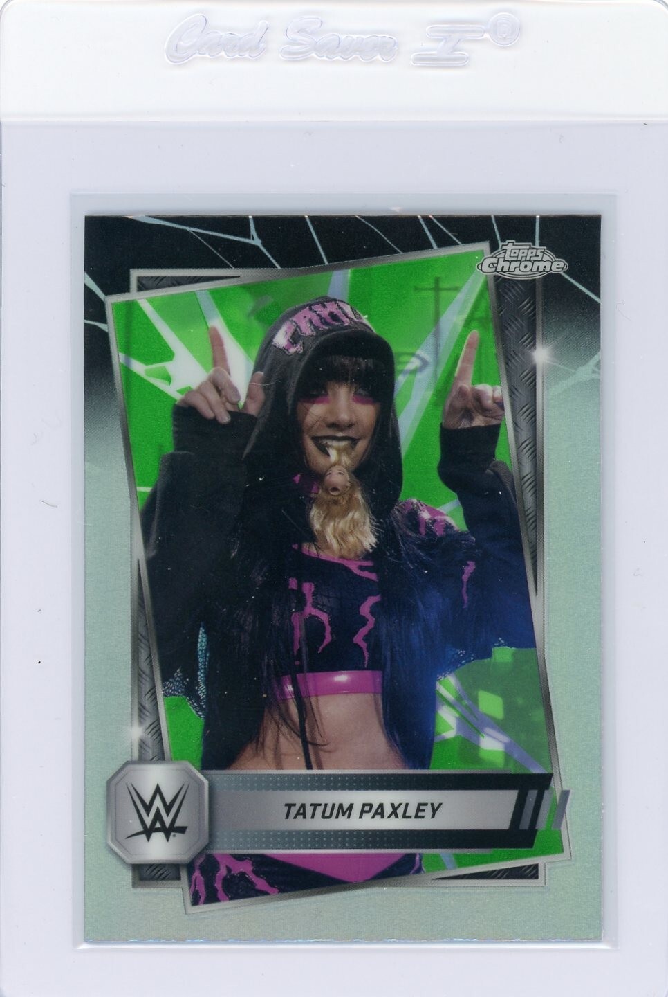 2025 Topps Chrome WWE Tatum Paxley Neon Green & Black Refractor #105