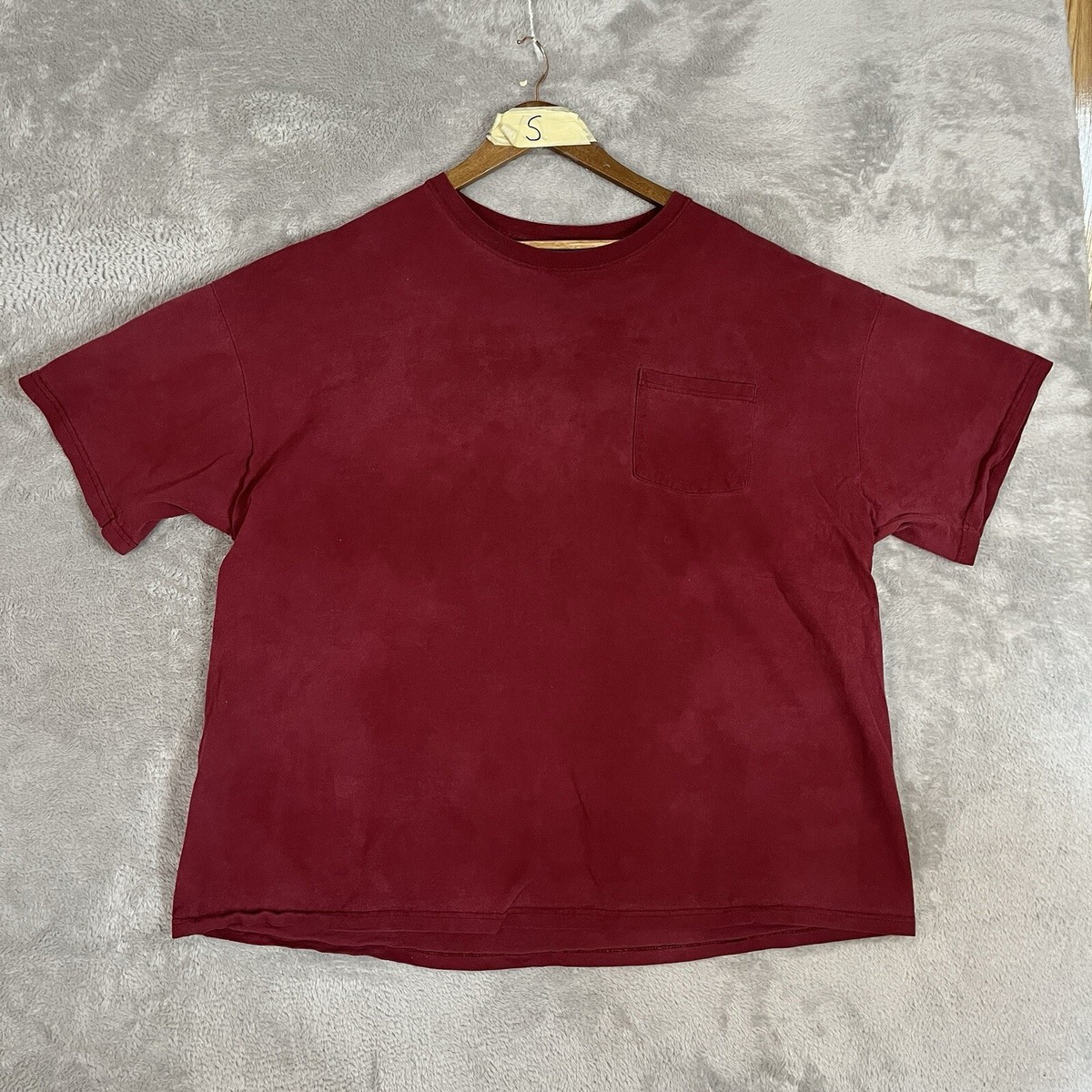 Blank Brick Red Sun Faded Pocket T Shirt Mens Size 2XL