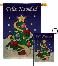 Felíz Navidad Burlap Garden Flag Wintertime Christmas Decorative Yard Banner