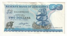 Zimbabwe 2 Dollars 1980 Reserve Bank note AA2189021C