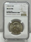1952-D 50c Franklin half Dollar MS 63  FBL *CB9-105