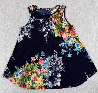 Heimish USA Floral Tank Top Black Flowy Boho Cami Women's Medium