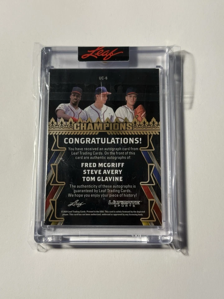 2024 LEAF ULTIMATE CHAMPIONS MCGRIFF AVERY GLAVINE AUTO #2/4 BRAVES 1995 HOF - Image 2 of 2