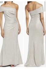 NWT ELIZA J Dress Champagne Knit One Shoulder Evening/Wedding /MOBride GOWN Sz 6