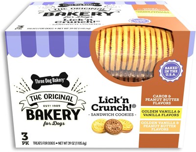 Three Dog Bakery Lick'n Crunch Sandwich Cookies 2.44 Pound (Pack of 1), Brown 