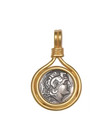 Pendentif pièce de monnaie grecque ancienne en argent Alexandre le Grand, mot...