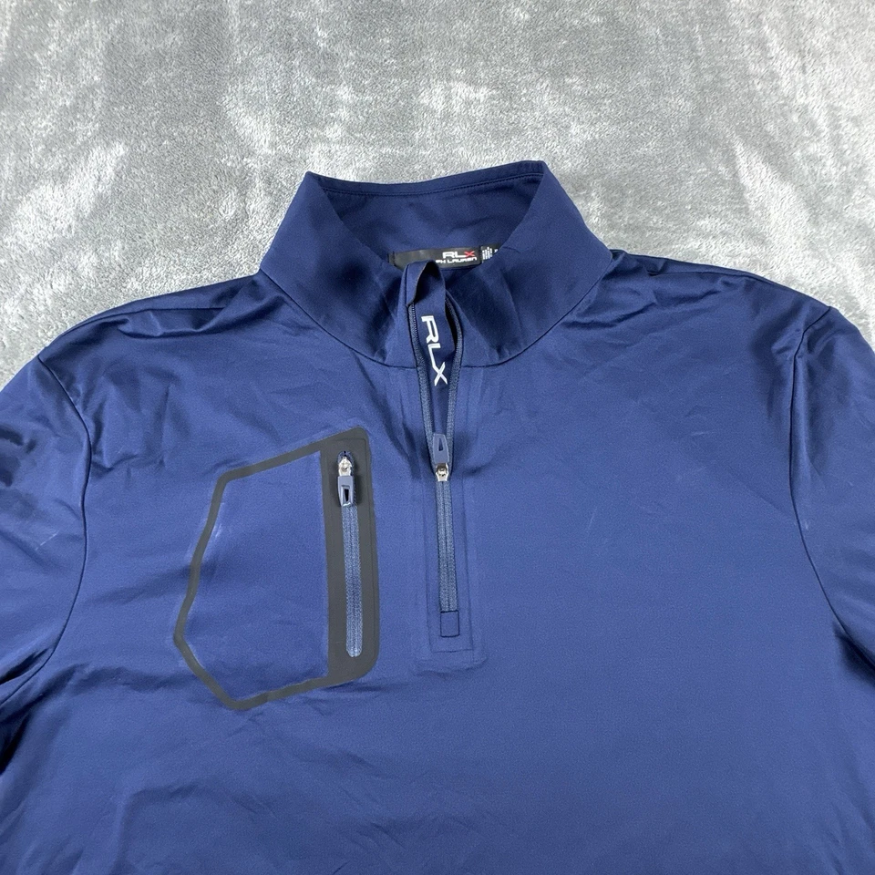 RLX Ralph Lauren Quarter Zip Pullover Mens XL Blue Golf Performance Stretch - Image 2 of 4