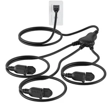  Outdoor Extension Cord with Multiple Outlets, 1 to 3 Splitter (Total 12FT)
