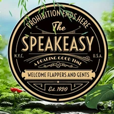 2D Flat, Vintage 1929 Retro Round Aluminum Metal Wall Art Sign - 8x8 Inch Secret