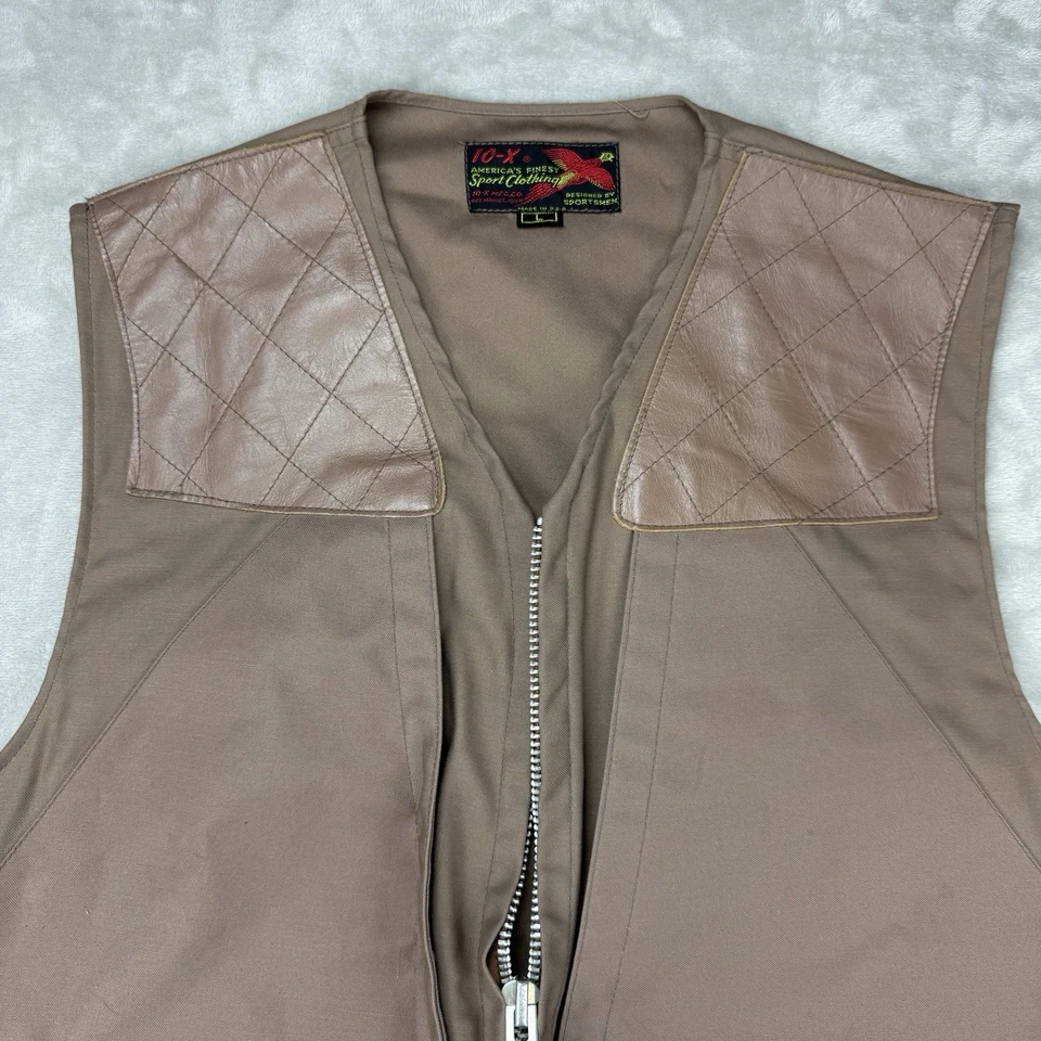 VTG 10X Hunting Vest USA Talon Zip Shooting Canvas Field Brown Men’s L - Image 2 of 4
