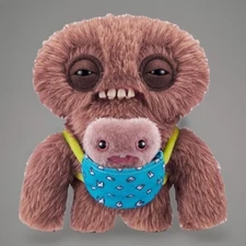 Fuggler Mini Rascals  Brown Squidge 9" 4" Baby Fugg Double 2 Pack Plush