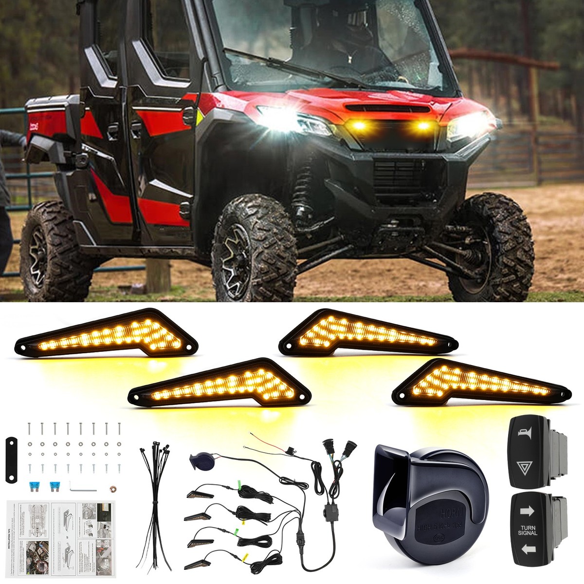 Street Legal UTV Turn Signal Horn Kit Plug & Play For Kawasaki