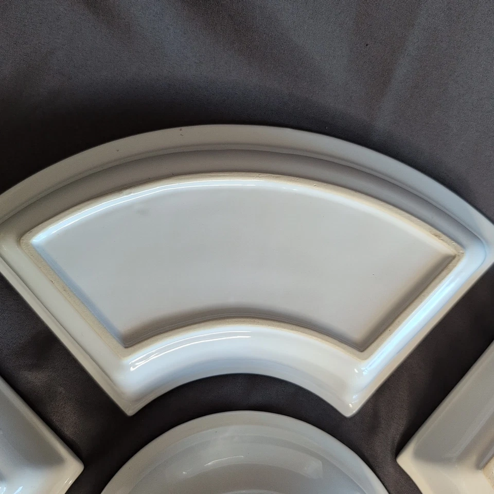 Certified International Lazy Susan White Ceramic Serving Trays EXCELLENT Rare - Image 3 of 4