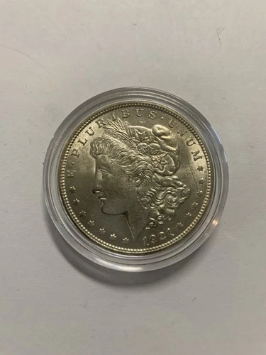 1921  $1 Morgan Silver Dollar in coin capsule uncirculated Philadelphia Mint