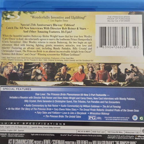 The Princess Bride Blu-ray 25th Anniversary Edition 1988 2012 Robin Wright - Picture 3 of 5