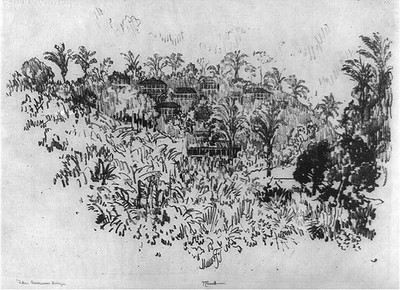 Photo:American Village 1912 tropical hillside houses sketch