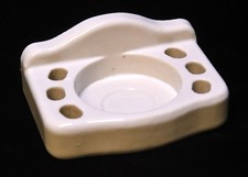 VINTAGE BATHROOM WHITE CERAMIC WALL MOUNT CUP AND TOOTHBRUSH HOLDER