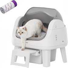 Open Top Self Cleaning Cat Litter Box, Automatic Litter Box with 7 Pairs