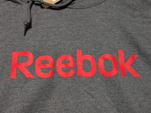 REEBOK Men 2XL Heather Gray Fleece Cotton Blend Logo Pullover Hoodie NEW - Picture 3 of 16