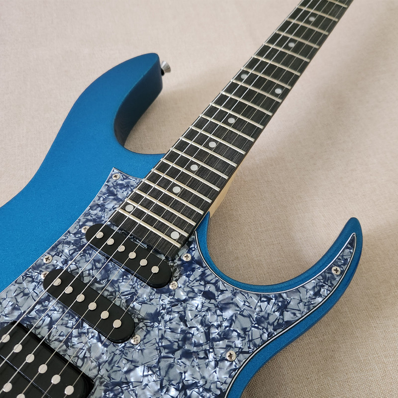 Electric Guitar Mahogany Body Maple Neck Humbucker Pickup Pearl Pickugard Blue