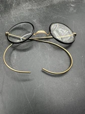 Vintage 1910-1930 Bausch & Lomb SQ Artshel Eyeglasses Black Frames Gold Ear/Nose