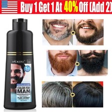 Men Black Beard Simple Hair Dye Color Shampoo Permanent Darkening Hair Coloring