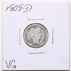 1909-D 10C Barber Liberty Head Dime in VG Condition #RK071