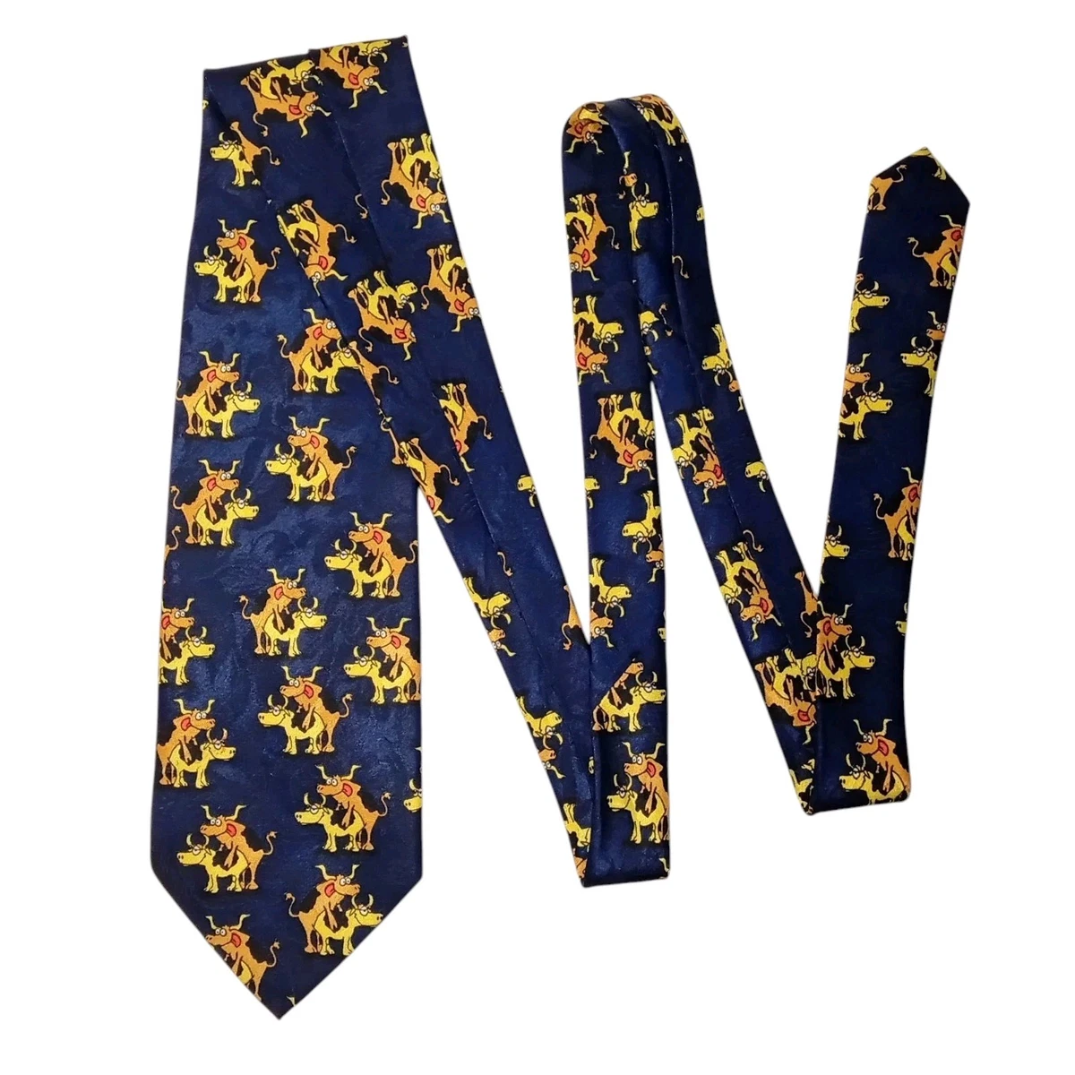 ROGER DAVID neck tie blue cows naughty novelty making beef