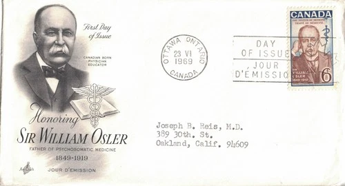 1969 Canada FDC, #495, 6c Sir William Osler, Art Craft / Ayerst Laboratories