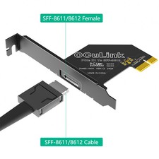PCI-E 1X 4.0 to Oculink SFF-8611/8612 Adapter with Long Profile Bracket
