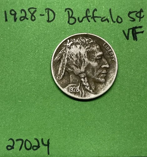 1928-D Buffalo 🦬 Indian Head Nickel 5c Vf Very Fine Darker Tone
