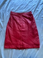 Vintage 1980s Red Leather Mini Skirt Medium