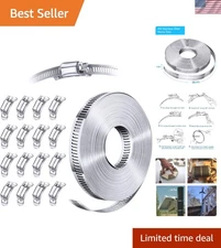 Heavy-Duty 304 Stainless Steel Hose Clamp Assortment: 35 FT Strap + 16 Fasteners