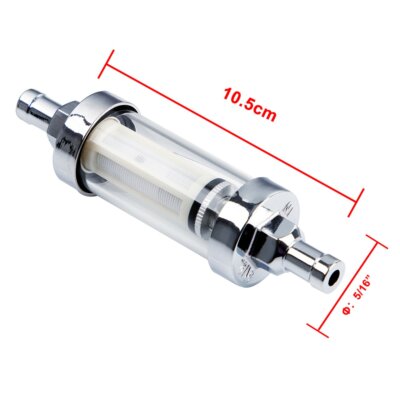 5/16'' 10mm Motorcycle Car Petrol Diesel Inline Tube Gas Fuel Filter Metal Glass