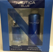 Nautica Blue Gift 2 PC Set EDT Spray 1.7 oz +  Deodorizing Body Spray 6.0 NIB